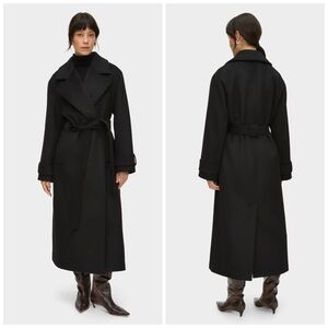 ALIGNE George Wrap Wool Coat Black Long Belted Oversized Fit Size 8 US NWT